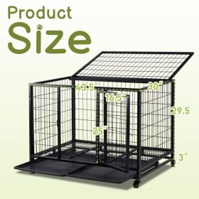 42 Inch Heavy Duty Dog Crate, Metal Dog Cage Dog Kennel for Medium to Large Dogs with Double Doors