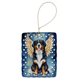 Bernese Mountain Dog My Angel Porcelain Ornament Christmas Tree Hanging Decorations for Home Christmas Holiday, Rectangle, Gift, Multicolor