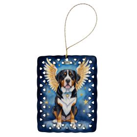 Greater Swiss Mountain Dog My Angel Porcelain Ornament Christmas Tree Hanging Decorations for Home Christmas Holiday, Rectangle, Gift, Multicolor