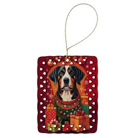 Entlebucher Mountain Dog Holiday Christmas Porcelain Ornament Christmas Tree Hanging Decorations for Home Christmas Holiday, Rectangle, Gift