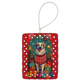 Anatolian Shepherd Dog Holiday Christmas Porcelain Ornament Christmas Tree Hanging Decorations for Home Christmas Holiday, Rectangle, Gift, Multicolor