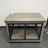 Furniture Style Dog Crate Side Table on Wheels with Double Doors and Lift Top.Grey,38.58''w x 25.5''d x 27.36''h.