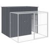 Dog House with Run Anthracite 84.3"x99.6"x71.3" Galvanized Steel