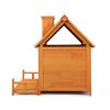 Wooden Dog House, Indoor Outdoor Pet Shelter with Platform, PVC Curtain, Door, Asphalt Roof, Pet House for Small to Medium Sized Dogs, Orange