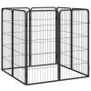 8-Panel Dog Playpen Black 19.7"x39.4" Powder-coated Steel