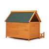 Wooden Dog House, Indoor Outdoor Pet Shelter with Platform, PVC Curtain, Door, Asphalt Roof, Pet House for Small to Medium Sized Dogs, Orange