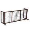 38"-71" Adjustable Wooden Pet Gate for Dogs, Indoor Freestanding Dog Fence for Doorways, Stairs, Deep Brown