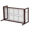 38"-71" Adjustable Wooden Pet Gate for Dogs, Indoor Freestanding Dog Fence for Doorways, Stairs, Deep Brown