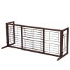 38"-71" Adjustable Wooden Pet Gate for Dogs, Indoor Freestanding Dog Fence for Doorways, Stairs, Deep Brown