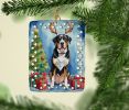 Greater Swiss Mountain Dog Christmas Reindeer Porcelain Ornament Christmas Tree Hanging Decorations for Home Christmas Holiday, Rectangle, Gift