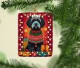 Portuguese Water Dog Holiday Christmas Porcelain Ornament Christmas Tree Hanging Decorations for Home Christmas Holiday, Rectangle, Gift, Multicolor