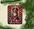 Bernese Mountain Dog Holiday Christmas Porcelain Ornament Christmas Tree Hanging Decorations for Home Christmas Holiday, Rectangle, Gift, Multicolor