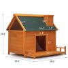 Wooden Dog House, Indoor Outdoor Pet Shelter with Platform, PVC Curtain, Door, Asphalt Roof, Pet House for Small to Medium Sized Dogs, Orange