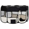 Foldable Dog Playpen with Carrying Bag Black 57.1"x57.1"x24"