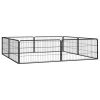 8-Panel Dog Playpen Black 39.4"x19.7" Powder-coated Steel