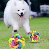 Pet Dog Puppy Cat Colorful Rubber Training Chew Ball Small Bell Squeaky Sound Play Toy Dog Bite Resistant Ball Dog Accessories