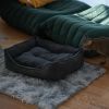 Dog Bed Washable Medium Dog Cat Sofa Bed Super Soft Rectangular Cuddle Pet Bed With Non-Slip Fluffy Bottom(Dark Gray, 20.8 * 15.7 * 6.7)