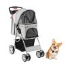 Folding Pet Stroller with Adjustable Canopy for Outdoor