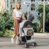 Folding Pet Stroller with Adjustable Canopy for Outdoor